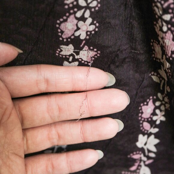 Sheer Fairycore Plum Floral Short Sleeve Babydoll Blouse 🍇 JAPANESE BRAND - Picture 6 of 9